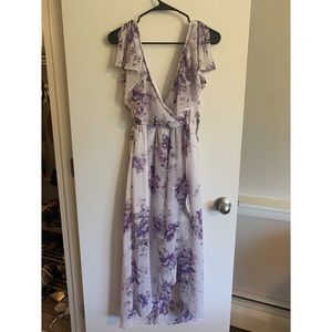 White and Purple Floral summer dress